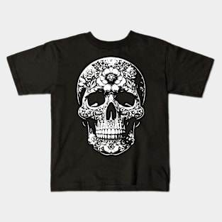 floral skull design Kids T-Shirt